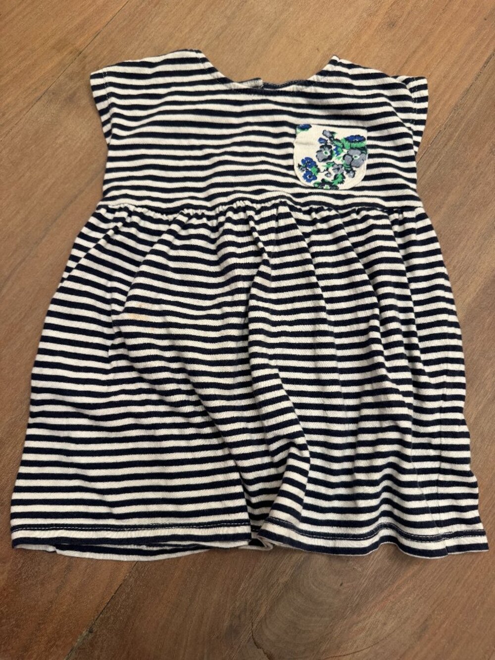 Nordstrom Baby Navy White Striped Dress Floral Pocket 18M